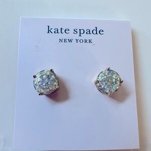 🆕 AUTHENTIC KATE SPADE ROUND GOLDEN OPAL GLITTER GUMDROP EARRINGS-NEW-ON CARD!